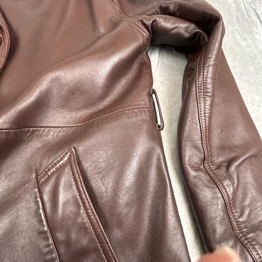 COACH Brown Leather Coat  No.D6K-0966 Sz Small MISSING Belt  VINTAGE  Jacket - Picture 13 of 16
